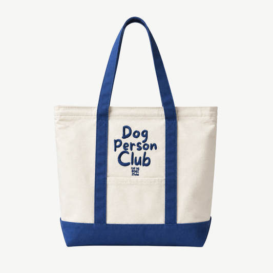 Navy Dog Person Tote Bag